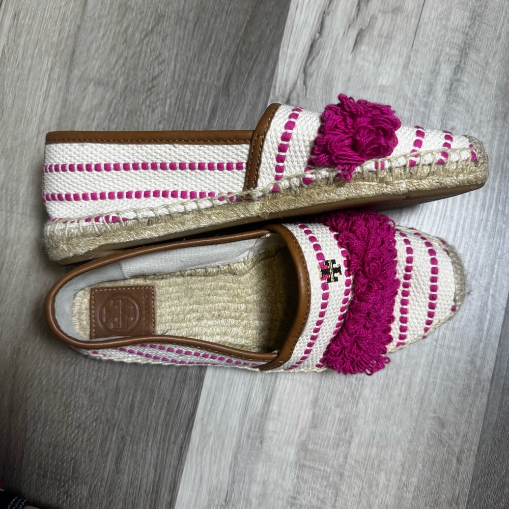 Tory Burch Espadrilles Woven Pink and Cream